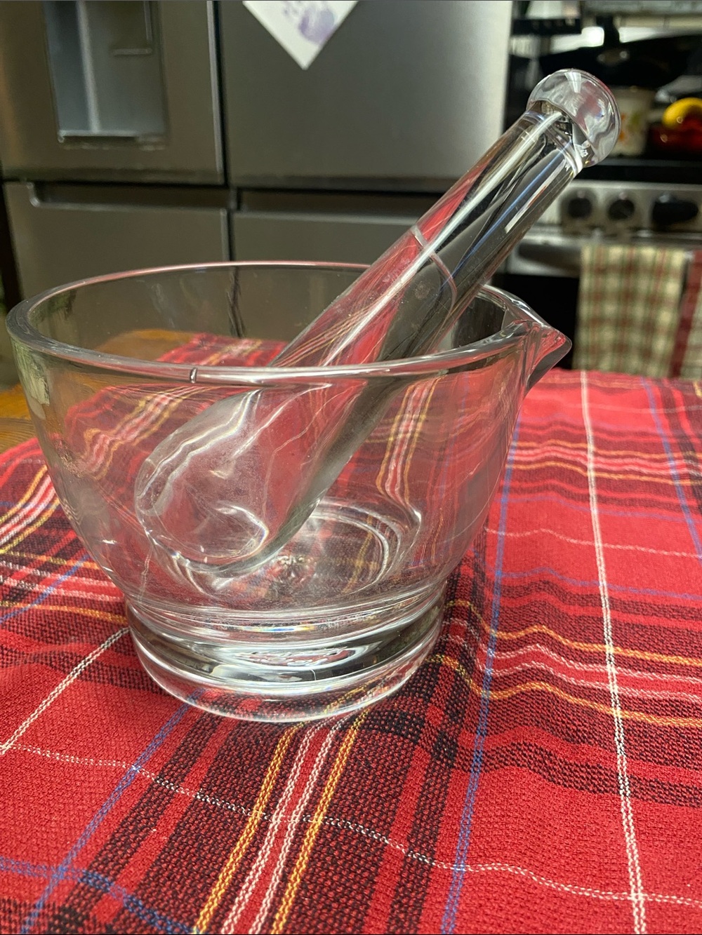 Authentic Pocket Nurse clear glass mortar and pestle set